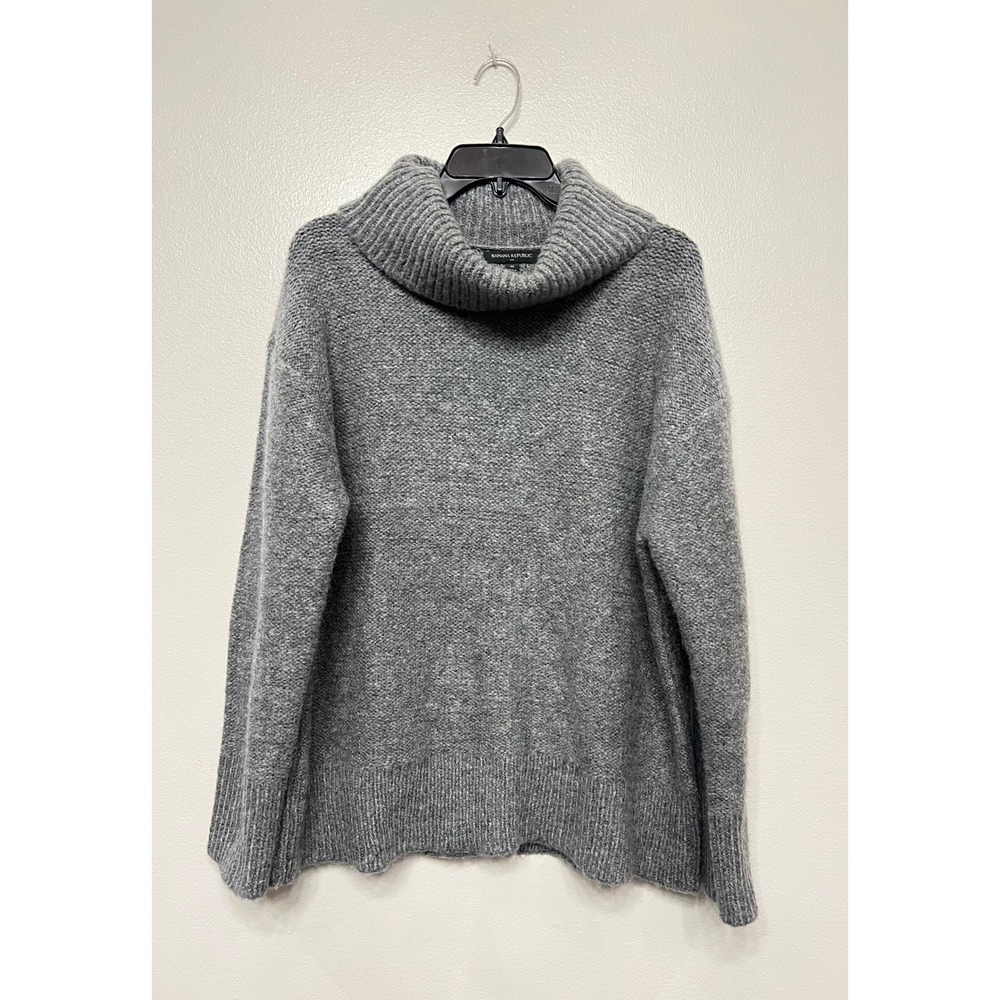 Banana Republic Womens Gray Cowl Neck Wool Alpaca Blend Sweater Size M Chunky